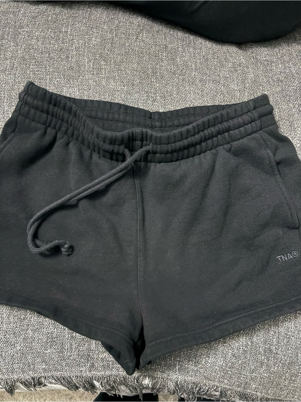 TNA Black Women's Fleece Drawstring Lounge Shorts